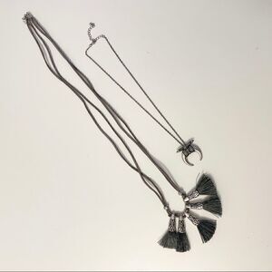 Lot of 2 Nordstrom Gunmetal Boho Necklaces